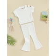 thumbnail image 2 of Bagilaanoe 2pcs Toddler Baby Girl Pants Set Short Sleeve T-shirt Tops + Flare Trousers 6M 12M 18M 24M 3T 4T Kids Casual Clothes, 2 of 8