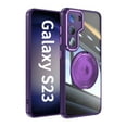 thumbnail image 2 of Allytechgroup Galaxy S24 FE Clear Case with Tempered Glass Lens Protector, Military Grade Shockproof Kickstand Anti-Yellow Anti-Scratch Bumper Phone Case Cover for Samsung Galaxy S24 FE, Darkpurple, 2 of 9
