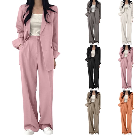 CHUMUD Formal Womens Suits 2 Piece Set Business Casual Blazer Jacket Wide Leg Dress Pants Suits Professional Work Office Outfits Matching Set