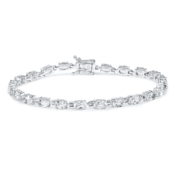 Fine Color Jewels Aquamarine Tennis Bracelet in 925 Sterling Silver 8.80 Ct, March Birthstone, Oval Shaped Blue Stone, Aquamarine Jewelry For Women
