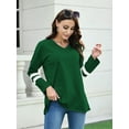 thumbnail image 4 of QINCAO Womens Long Sleeve Tops V Neck Pullover Casual Tunic Sweatshirts Green, 4 of 6