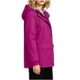 thumbnail image 4 of Valufy Women's Waterproof Hooded Rain Jacket, Lightweight Striped Lined Windbreaker with Drawstring Waist and Pockets, 4 of 9