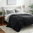 thumbnail image 2 of Manta de Vellón Bare Home Textura de Microfelpa Chevron Microfibra Suave y Afelpada Tamaño Matrimonial/Queen Color Negro, 2 of 7