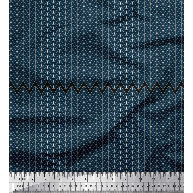Soimoi Tissu Poly Georgette Motifs Géométriques Chevrons au Mètre 42 Pouces de Large
