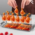 thumbnail image 1 of YAOMOBB Chicken Wing Grilling Rack Stainless Steel Chicken Leg Rack with Drip Pan 12 Slot Drumstick Burning Stand BBQ Kitchen Tool Rust Proof, 1 of 6