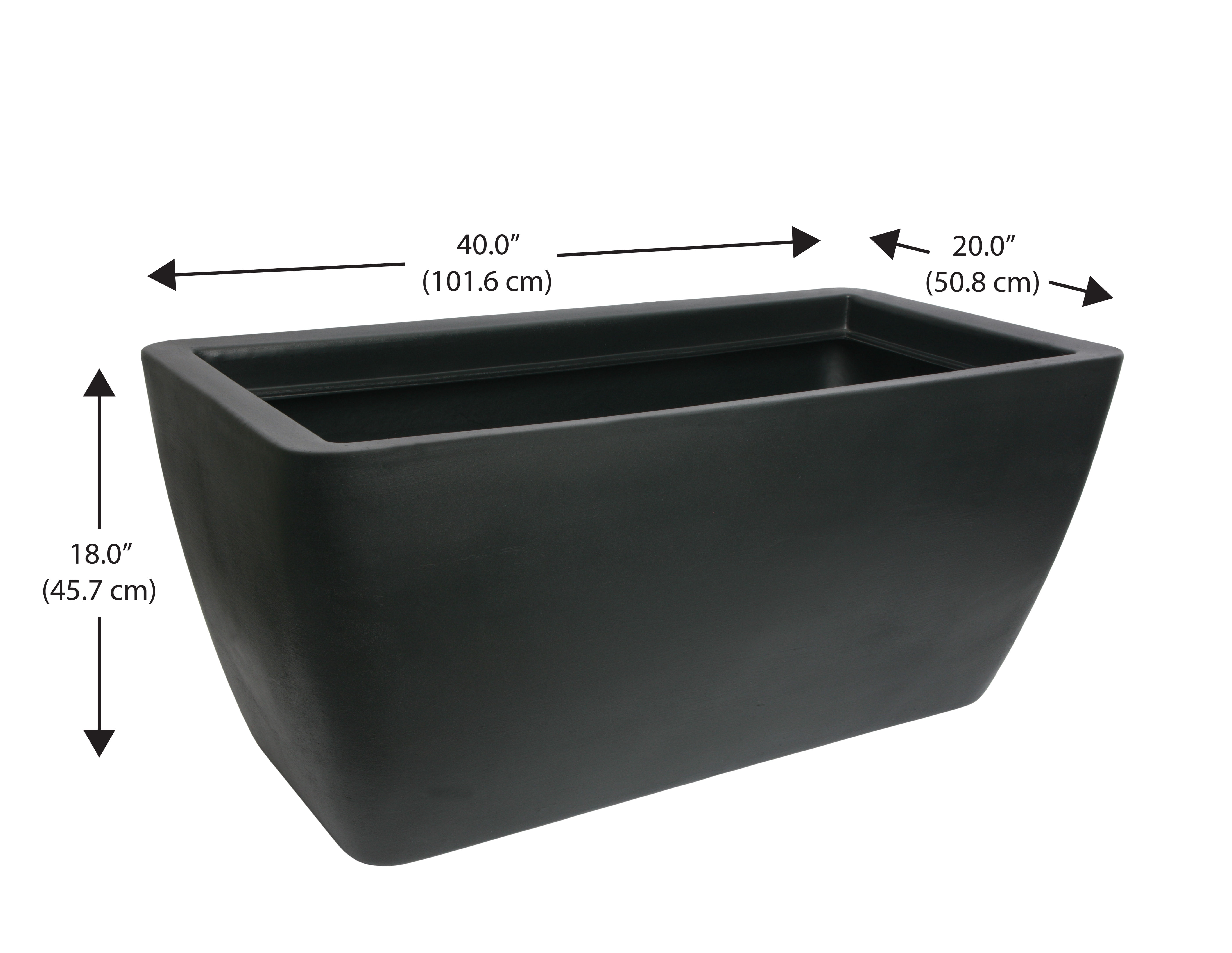 Algreen Manhattan Rectangle Planter, Black