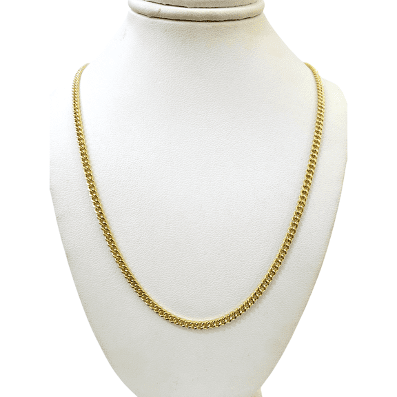 Real 10k Yellow Gold Necklace 3mm Miami Cuban Link Chain 22 Inch 10KT