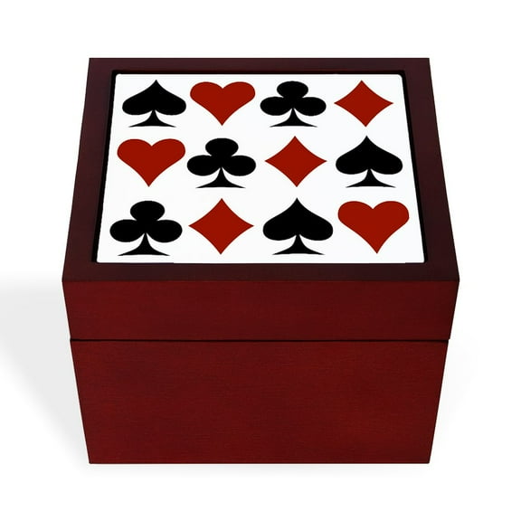 CafePress - Playing Card Symbols - Keepsake Box, Finished Hardwood Jewelry Box, Velvet Lined Memento Box