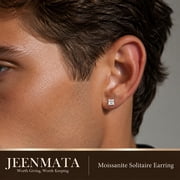 JeenMata 2 Carat Princess Solitaire Moissanite Stud Earrings for Women, Earrings for Men, 18K White Gold Plated, Hypoallergenic Earrings, D VS1, Stud Earring for Woman, Jewelry, Gift, Earrings