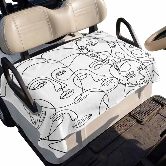Golf Cart Seat Cover Abstract Human Face Club Car Golf Cart Seat Covers Soft Absorbent Golfcart Towel Blanket Aesthetic Portrait Lines Golf Seat Covers for Cart Decor Fits 2 & 4 Passenger 51"x31"