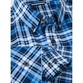 thumbnail image 4 of Demotime Men's Gingham Button Down Stretch Business Casual Blouse 2XL Blue Black Plaid, 4 of 5