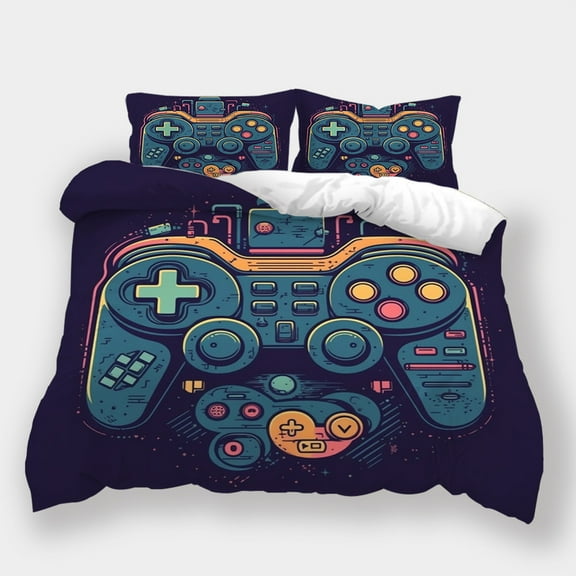 Bedding Set Comforter Cover Pillowcase Game Controller Print Bedspreads Home Dormitory Bed Gift,Full (80"x90")