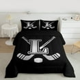 thumbnail image 2 of Homewish Personalized Initial K Queen Comforter Set for Kids Boys Girls, Ice Hockey Sport Bedding Sets, Black and Gray Bedding Comforter Set, Luxury Bedroom Decor, 2 of 8