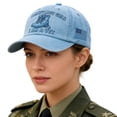 thumbnail image 3 of Veteran Printed Baseball Cap Patriotic Design Adjustable Casual Hat for Daily Wear Outdoor Activities Female Veteran Identity Statement Headwear(Blue), 3 of 6