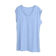 thumbnail image 4 of Qwertyu Tank Top for Women Solid Color V Neck Sleeveless Causal Sexy Shirts Hawaiian Beach Holiday Sports Workout Running Tees Summer Basic Tops Light blue XL, 4 of 5