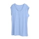 thumbnail image 4 of Camiseta con cuello en V SCZ para mujer blusa holgada azul claro S/M/L/XL/XXL, 4 of 5