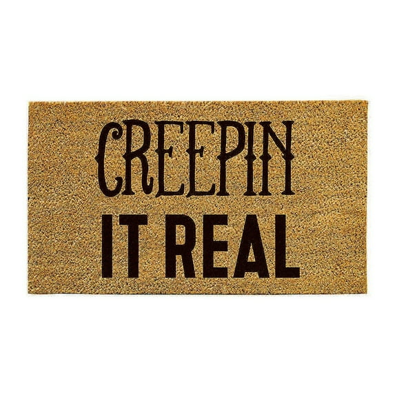 Evergreen 16 x 28 Inches Creepin it Real Door Mat | Non-Slip Rubber Backing | Dirt catching Natural Coir | Indoor and Outdoor Home Decor
