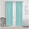 thumbnail image 5 of 2-PC Set MR2 Teal color Rod Pocket Faux Silk Window Curtain Treatment, Set of Two (2) Solid Semi Sheer Panels 55" W x 84" L (Each), 5 of 5