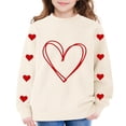 thumbnail image 2 of GiLiling Girls Preppy Heart Sweatshirt, Oversized Pullover Sweatshirt, Kids Fall Winter Long Sleeve Cute Trendy Hoodie with Pocket (Beige, 7-8 Years), 2 of 6
