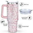 thumbnail image 3 of 40oz Fashion Leopard Pattern Stainless Steel Flip Straw Tumbler Spill Proof Travel Cup Double Wall Vacuum Insulated Coffee Mug with Top Handle, 3 of 6