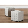 thumbnail image 4 of Baxton Studio Elladio Modern And Contemporary Beige Fabric Upholstered Tufted Cube Ottoman (Set Of 2), 4 of 4