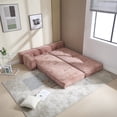 thumbnail image 7 of 3 Seater Chenille Convertible Sofa Bed with Modular Sections & Side Pockets – Compact Design for Small Spaces, Thick Cushions, No Assembly Required, Pink, 7 of 7