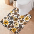 thumbnail image 2 of Yayeee Bath Rugs for Bathroom Floor Set of 2 Non Slip Fluffy Soft Absorbent Mat, Brown Flowers, 2 of 7