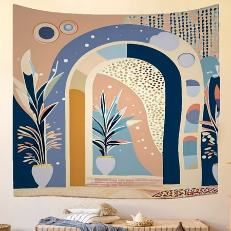 Boho Ethnic Washable Home Tapestry for College Bedroom Home Dorm Deco - Modern Rainbows Tapestries 51x59inch Earthy Tones Neutral Warm Aboriginal Dot Durable Tapestry Aesthetic