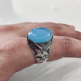 thumbnail image 5 of Blue Chalcedony Mans Ring, Natural Blue Chalcedony, Eagle, Ring, Silver Jewelry, 925 Silver Ring, Gift, Heavy Mens Ring, Arabic Design, Ottoman Style Ring, Christmas, Turkey Mens Signet Ring, 5 of 8