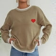 thumbnail image 6 of Rutainlusire Womens Trendy Loose Comfy Crew Neck Sweaters Women's Casual Heart Printing Round Neck Fashion Long Sleeved Pullover Sweater Top, 6 of 6