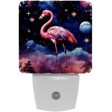 

Jungle Flamingo Starry Sky Background LED Night Lights Dusk To Dawn Smart Sensor 0.5W Plug-In Night Lights Lamp For Bedroom Bathroom Kitchen Hallway Stairs 2Pack