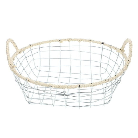 Decorative Metal Wire Fruit Basket Versatile Storage Basket Vegetable Basket Metal Wire Fruit Basket Iron Basket Desktop Basket (L)