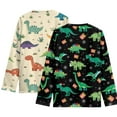 thumbnail image 2 of FUIALDOLG Cartoon Dinosaur Boy Long Sleeve Shirts 2 Pack Round Neck Tops Casual Lightweight T-Shirts Trendy Pullover Tees for Kids 3-4 Years, 2 of 6