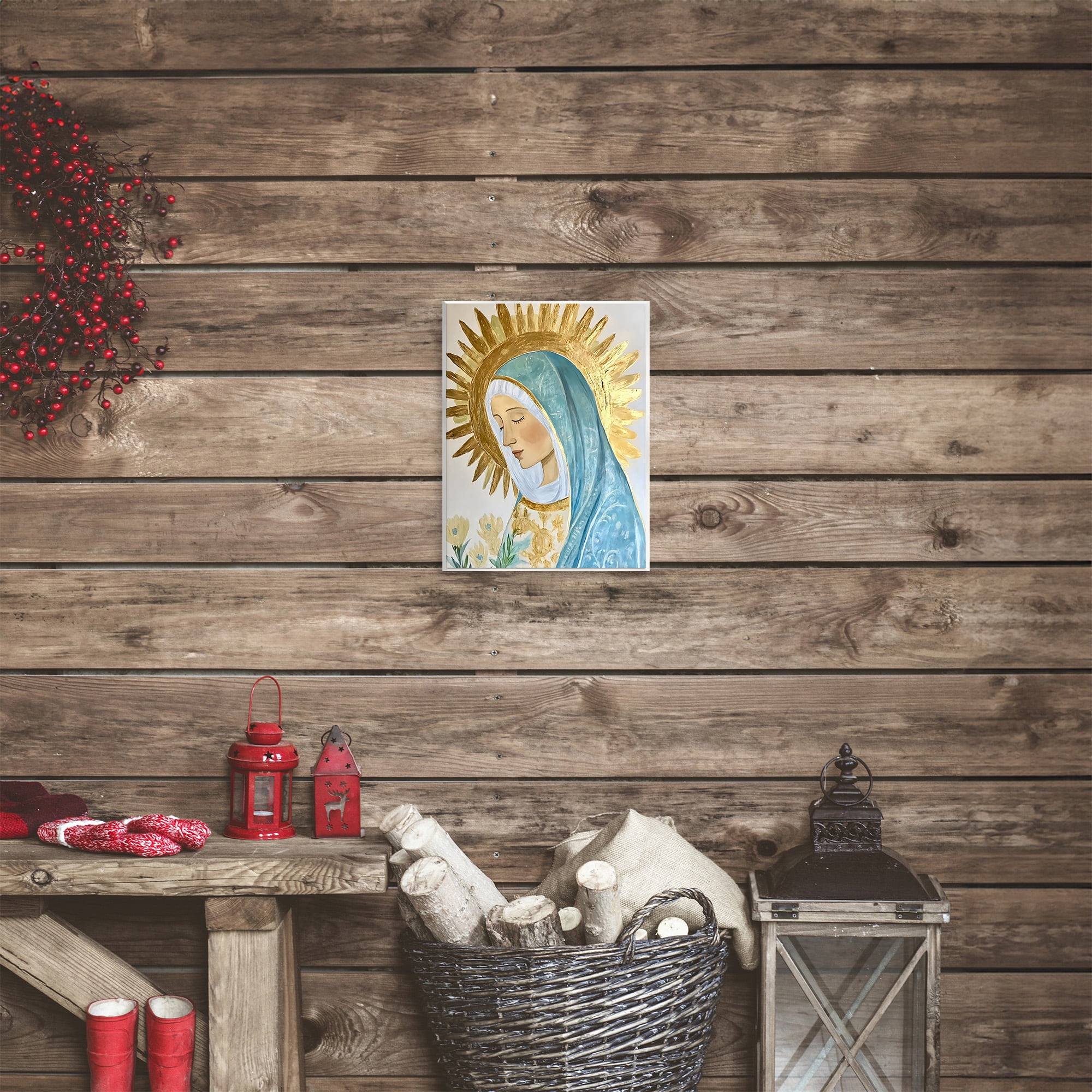 Holy Mary In Gold Wall Plaque Art, design by Franklyn Gregory