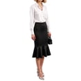 thumbnail image 3 of Women'S High Waist Party Work Bodycon Mermaid Pencil Midi Skirt Black S, 3 of 9