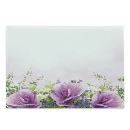 

Flower Cutting Board Spring Cabbage Flowers in Fragrant Bouquet with Partially Shaded Color Romance Decorative Tempered Glass Cutting and Serving Board Large Size Lavender Green by Ambesonne