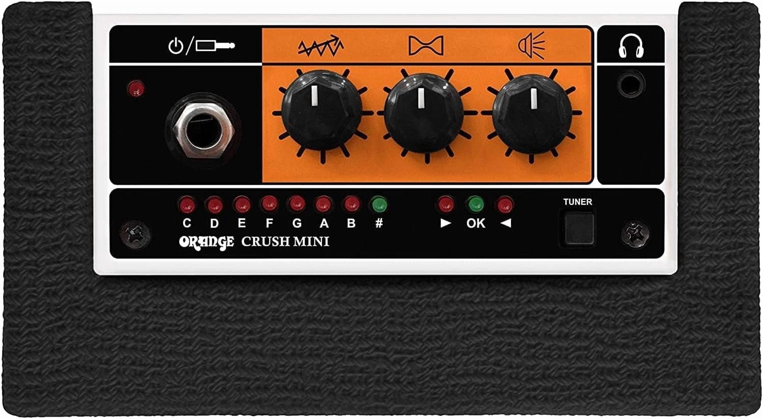 Orange Crush Amp Black Mini 3W Analogue Combo Battery Powered Amp Bundle with AC Power Adapter, 9V Battery & Polishing Cloth - Electric Bass Guitar Amp, Portable Practice Amp, Mini Speaker Amplifier