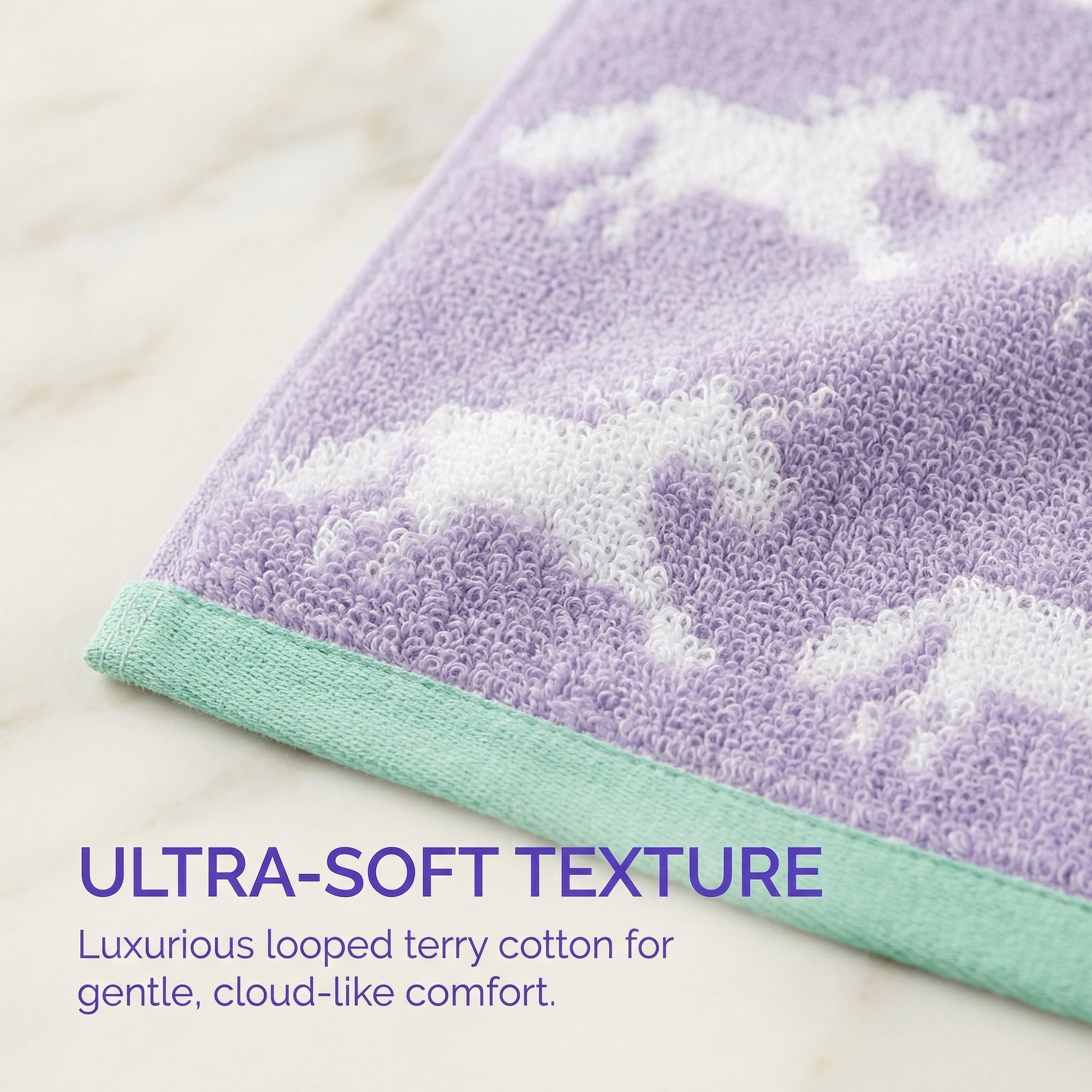 Unique Bargains Animal Pattern Cotton Jacquard Soft Absorbent Hand Towel Purple 29" x 13"