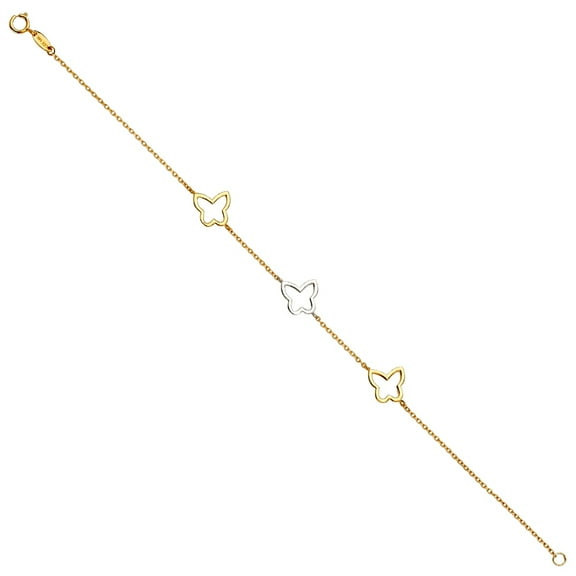 14k Yellow Gold White Gold and Rose Gold Light Chain Bracelet Link Bracelet for Women and Men