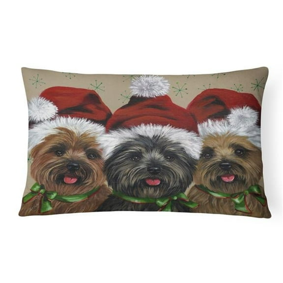 12 x 3 x 16 in. Cairn Terrier Christmas Ceaser & Co Canvas Fabric Decorative Pillow