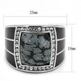 thumbnail image 2 of Mens Ring Rectangular Black Grey Stainless Steel Ring with Semi-Precious Snowflake Obsidian in Jet, 2 of 7