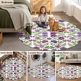 thumbnail image 5 of Purple Green Botanical Round Area Rug 5Ft Washable Circle Rugs for Living Room Bedroom, Watercolor Spring Floral Summer Non-Slip Carpet Floor Mats Indoor Outdoor Carpet Runner Aesthetic Home Decor, 5 of 8