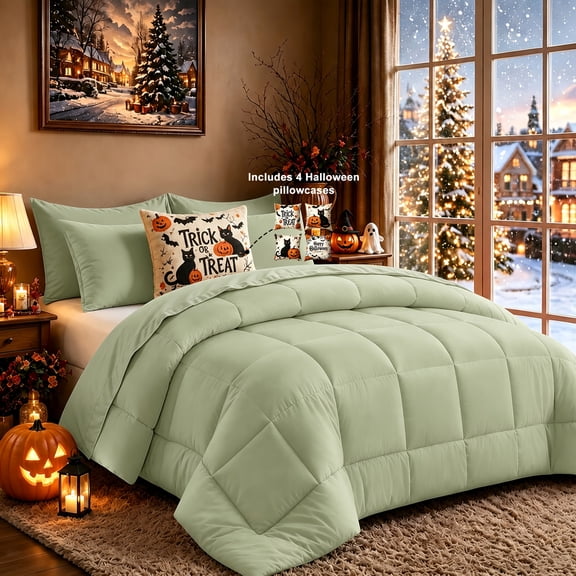 6Pcs Twin Quilted Halloween Comforter Set