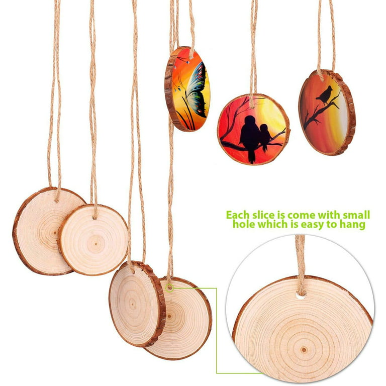 Fuyit Natural Wood Slices 30 Pcs 2.8-3.1 inches Craft Wood Kit