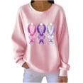 thumbnail image 3 of VKOYWKM Pink Breast Cancer Awareness T-Shirt Women Oversized Long Sleeve Textured Shirts Pink Ribbon Graphic Tee Cancer Survivor Crew Neck Pullover Sweatshirt Fall Tops, 3 of 7