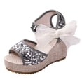 thumbnail image 2 of Miqool Women's Platform Wedge Heel Summer Casual Chic Peep Toe Open Toe Sequin Bowknot Thick Sole Fish Mouth Dress Shoes, 2 of 9