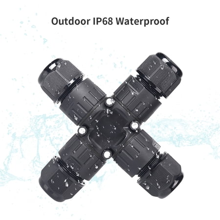 tooarts IP68 Waterproof Junction Box Crossed-shape Two Inlets & Two ...