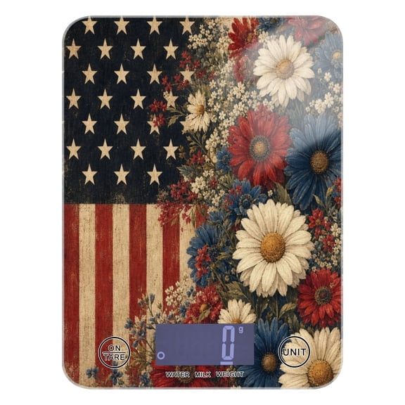 Kitchen Scale Digital Food Scale 5000g Max Capacity Battery Operated (Batteries Not Included) White and Blue Daisies