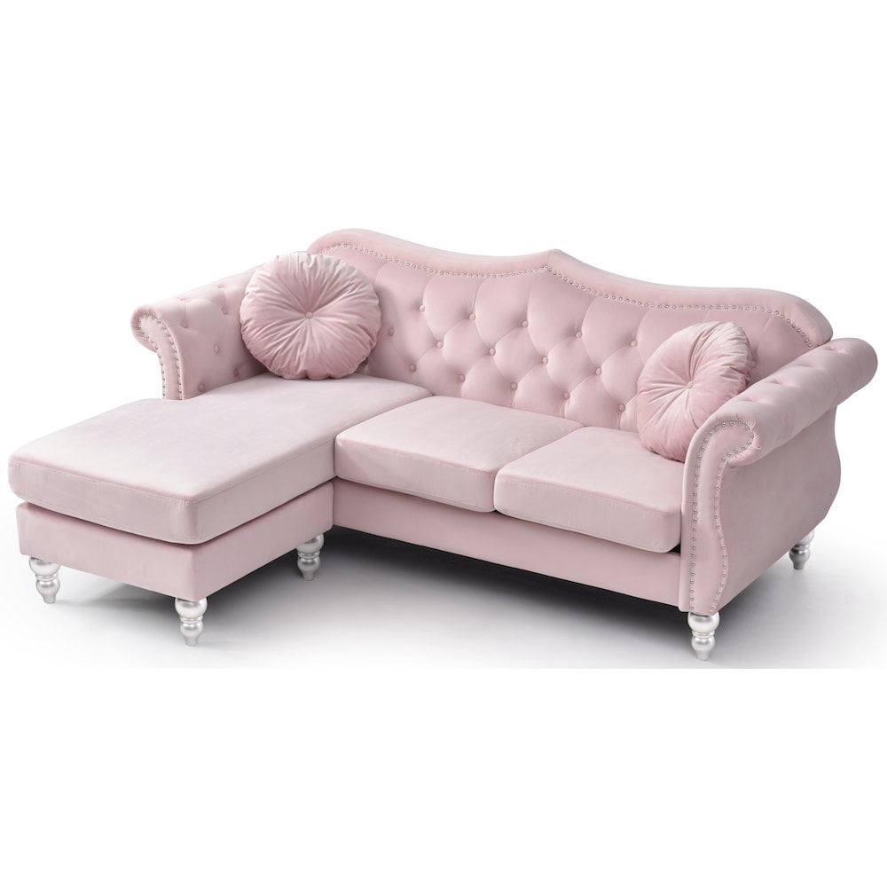 Glory Furniture Hollywood Sofa Chaise in Pink Color