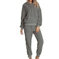 thumbnail image 2 of Defitshape Women's Sherpa Fleece Pajama Set Plain 2 Piece Hoodie Joggers Sweat Outfit Soft Sweatsuit Cozy Long Sleeve Shirt Pants Set Fall Spring Pjs Loungewear Lounge Set Dark Grey Small, 2 of 5